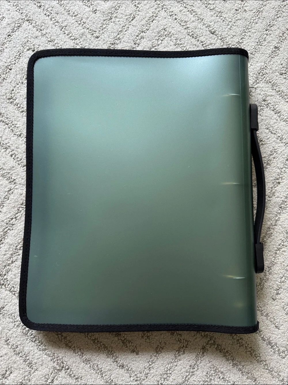Metallic Green Zipper Binder with Handle